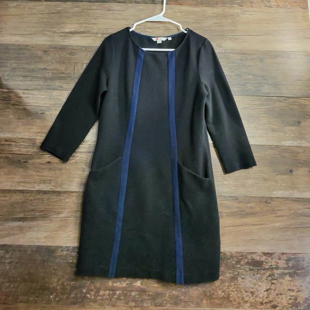 Boden Black‎ Dress with Blue Trim